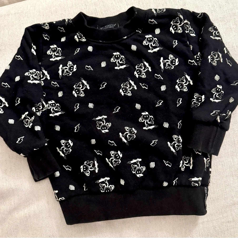Kids WEE MONSTER Happy Skate Black Sweatshirt